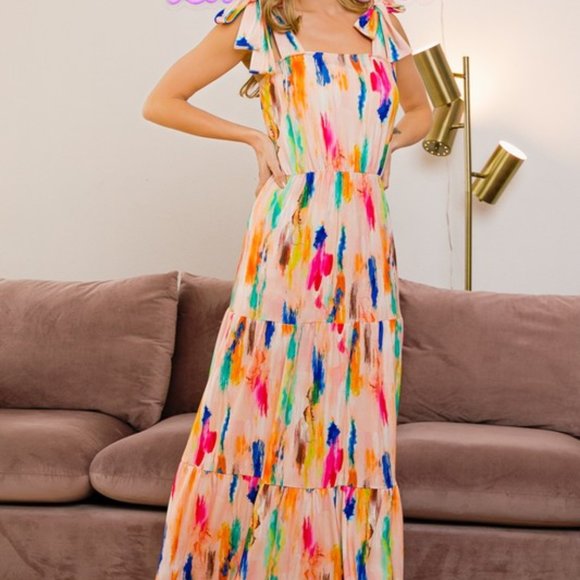 BiBi Dresses & Skirts - Paint Print Summer Maxi Dress